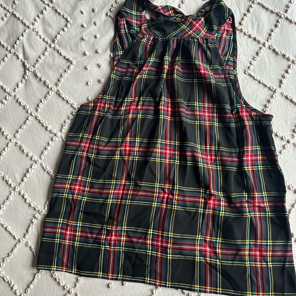 J. Crew Multicolor Sleeveless Plaid Top